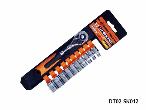 [5-621] JUEGO DADOS C/RACHET 1/4" 12PCS DIESEL TOOLS 5-621
