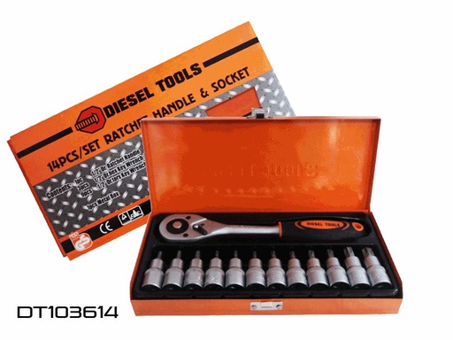 [5-626] JUEGO DADOS C/RACHET TORX 14 PCS DIESEL TOOLS 5-626