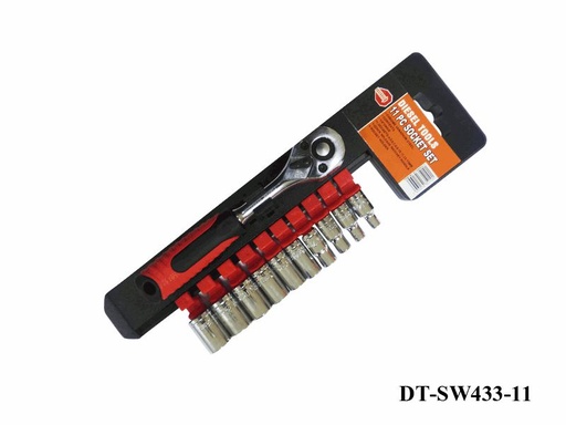 [5-627] JUEGO DADOS C/RACHET 1/4" 11PCS DIESEL TOOLS 5-627