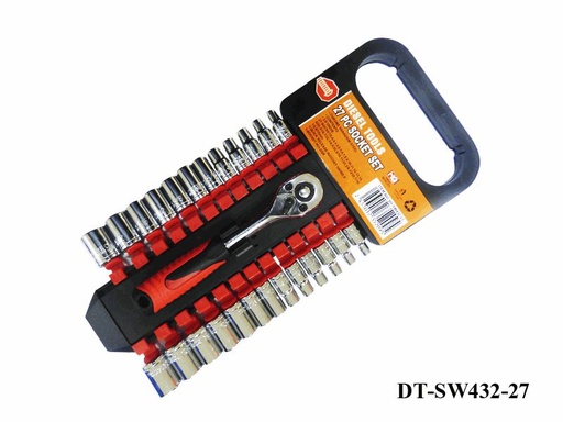 [5-628] JUEGO DADOS C/RACHET 1/4" 27 PCS DIESEL TOOLS 5-628