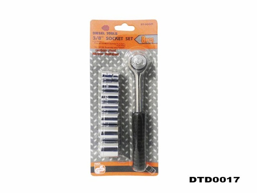 [5-630] JUEGO DADOS C/RACHET 3/8" 8 PCS DIESEL TOOLS 5-630