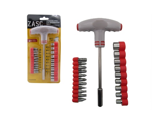 [5-665] JUEGO C/DESARMADOR TIPO T x 21 PCS  ZASC 5-665