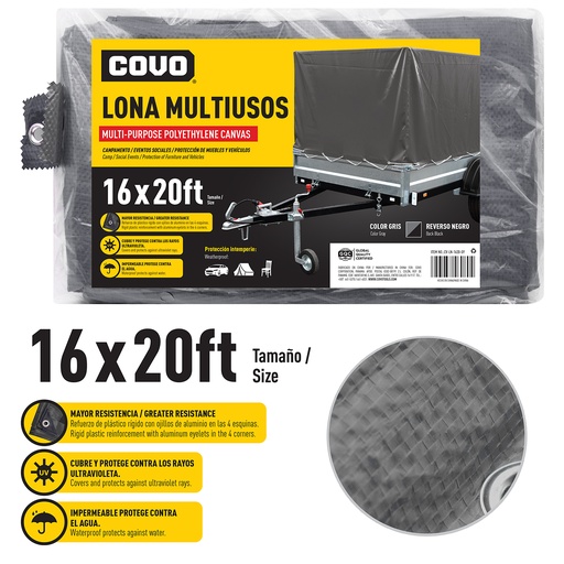 [5-752] LONA PLASTICA GRIS 16X20FT COVO 5-752