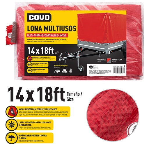 [5-753] LONA PLASTICA ROJO 14X18FT COVO 5-753