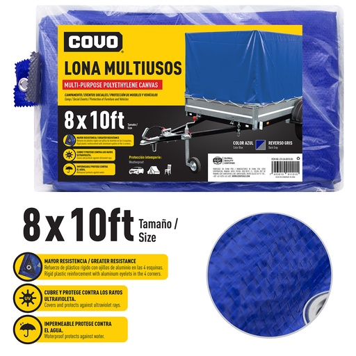 [5-766] LONA PLASTICA AZUL 8X10FT COVO 5-766