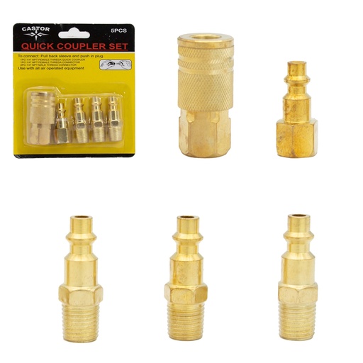 [5-803] ACOPLES P/COMPRESOR 5 PCS BRONCE CASTOR 5-803