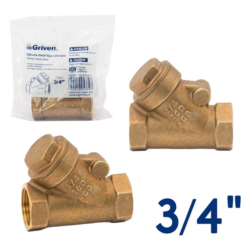 [5-887] VALVULA CHECK SWING x 3/4" GRIVEN 5-887