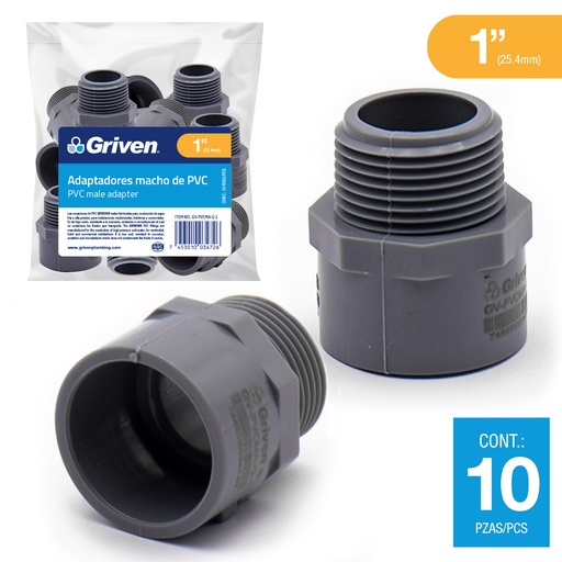 [5-919] ADAPTADOR MACHO AGUA FRIA x 1" GRIS GRIVEN 5-919