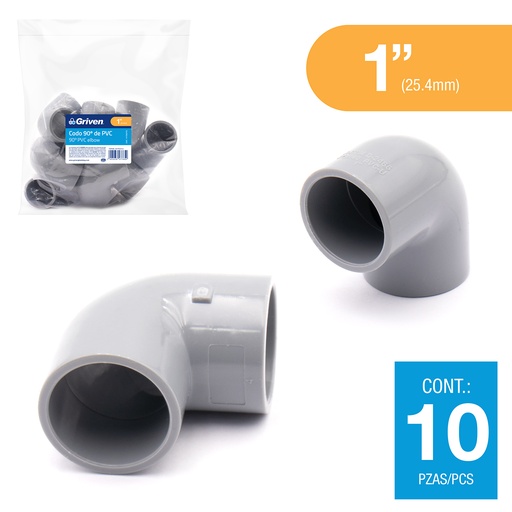 [5-925] CODO AGUA FRIA 90°x 1" GRIS GRIVEN 5-925