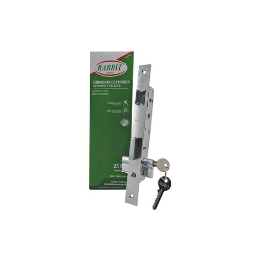 [6-040] CERRADURA EMBUTIR 25MM RABBIT 6-040