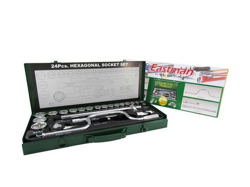 [6-047] JUEGO DE RACHET 24 PCS x 1/2" EASTMAN 6-047
