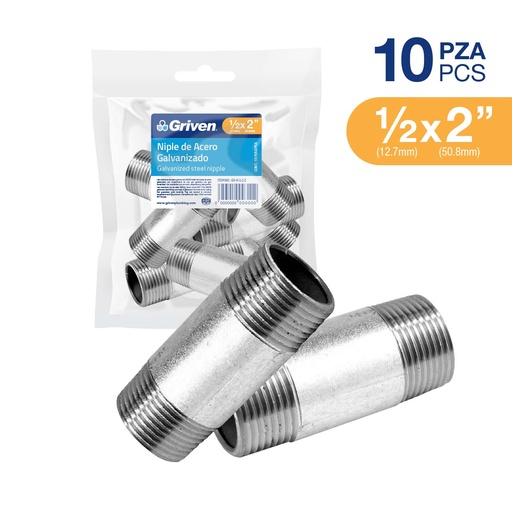 [6-150] NIPLE GALVANIZADO 1/2 x 2" GRIVEN 6-150
