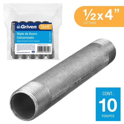 [6-153] NIPLE GALVANIZADO 1/2 x 4" GRIVEN 6-153