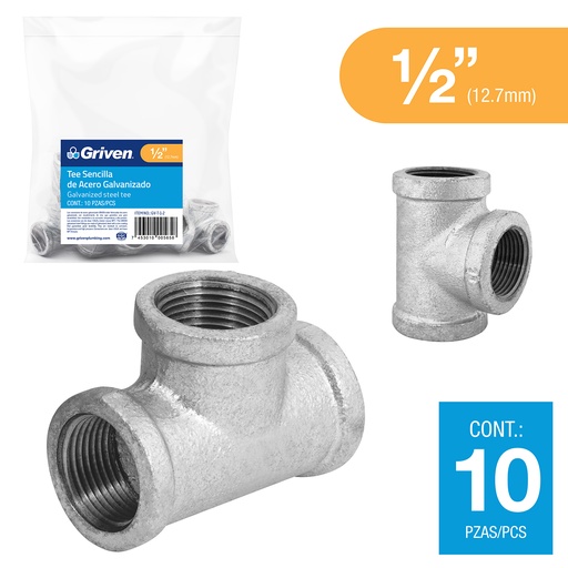 [6-162] TEE GALVANIZADA 1/2" GRIVEN 6-162