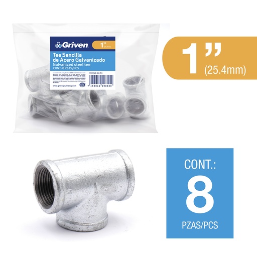 [6-164] TEE GALVANIZADA 1" GRIVEN 6-164