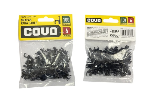 [6-173] GRAPA RED NEGRA P/CABLE 6MM x 100 UNID COVO 6-173