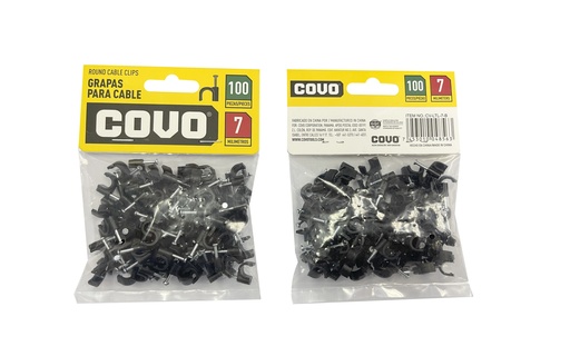 [6-174] GRAPA RED NEGRA P/CABLE 7MM x 100 UNID COVO 6-174