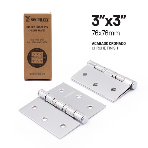 [6-196] [6-196] BISAGRA P/PUERTA MADERA 3" x 3" PLATA PAR SECURITY 6-196