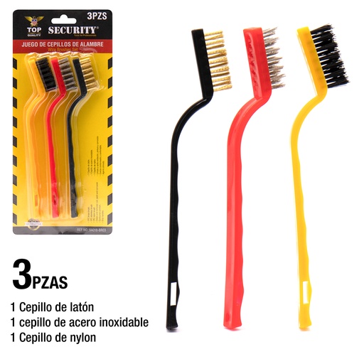 [6-211] CEPILLO DE ALAMBRE DE 3 PZA SECURITY 6-211