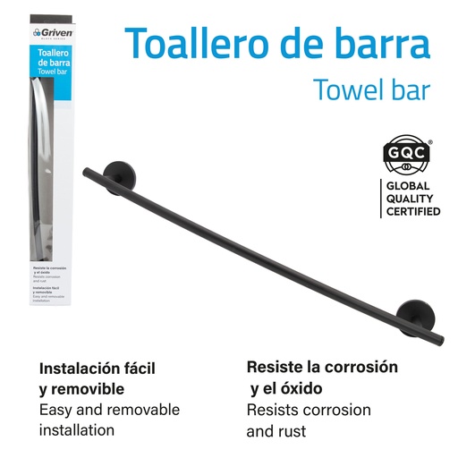 [6-259] TOALLERO DE BARRA GRIVEN BLACK 6-259