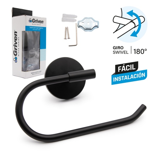 [6-261] SOPORTE P/PAPEL HIGIENICO GRIVEN BLACK 6-261