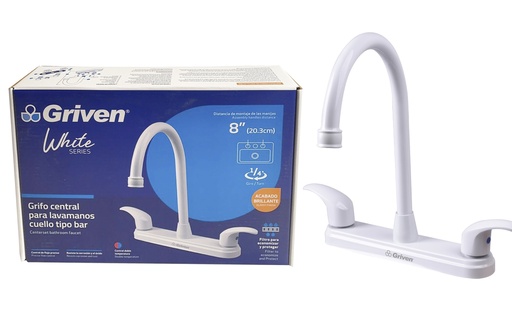 [6-277] LLAVE FREGADERO DOBLE 8" GRIVEN WHITE 6-277