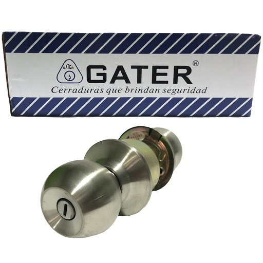 [6-307] CERRADURA DE BAÑO POMO BOTON PLATA MATE GATER 6-307