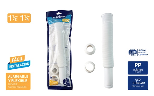 [6-345] SIFON EXTENSIBLE C/ADAPTADOR 1 1/2 / 1 1/4 GRIVEN 6-345