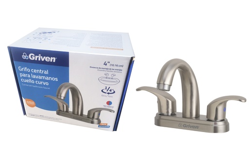 [6-348] LLAVE LAVAMANO DOBLE METALICA SATINADA GRIVEN 6-348