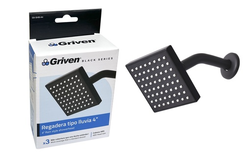 [6-351] REGADERA CUADRADA 4" GRIVEN BLACK 6-351