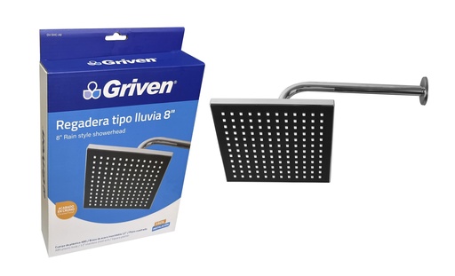 [6-356] REGADERA CUADRADA 8" GRIVEN 6-356