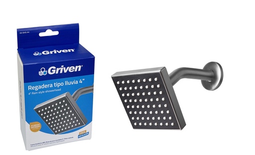 [6-357] REGADERA CUADRADA SATINADA 4" GRIVEN 6-357