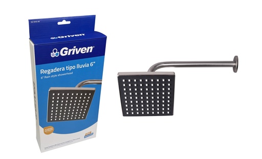 [6-358] REGADERA CUADRADA SATINADA 6" GRIVEN 6-358