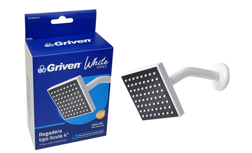 [6-360] REGADERA CUADRADA 4" GRIVEN WHITE 6-360