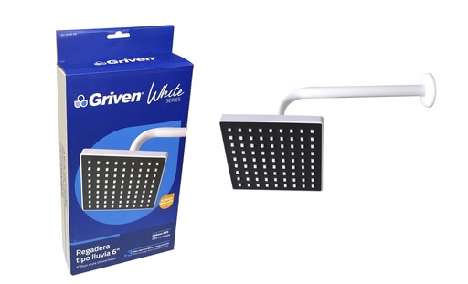 [6-361] REGADERA CUADRADA 6" GRIVEN WHITE 6-361