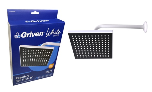 [6-362] REGADERA CUADRADA 8" GRIVEN WHITE 6-362