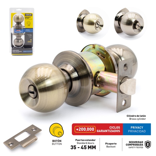 [6-384] CERRADURA DE BAÑO POMO BOTON BRONCE COVO 6-384