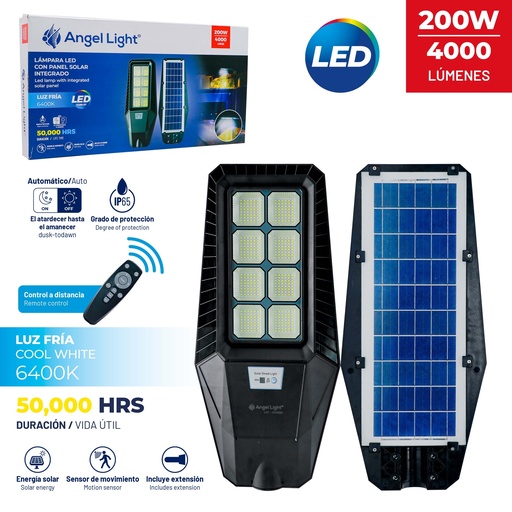 [6-393] LAMPARA EXT LED 200W C/PANEL SOLAR ANGEL LIGHT 6-393