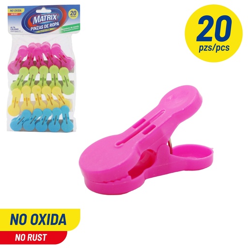 [6-396] PINZA ROPA PLASTICA x 20 UNID MATRIX 6-396