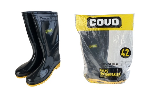 [6-408] BOTA PLASTICO NEGRA ALTA N 42 S/P HIERRO COVO 6-408
