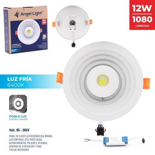 [6-420] PANEL LED EMPOTRAR REDONDO 12W ANGEL LIGHT 6-420