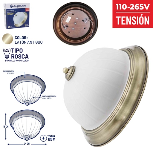 [6-433] LAMPARA DECORATIVA ANTIQUE (SIN BOMBILLO) ANGEL LIGHT 6-433