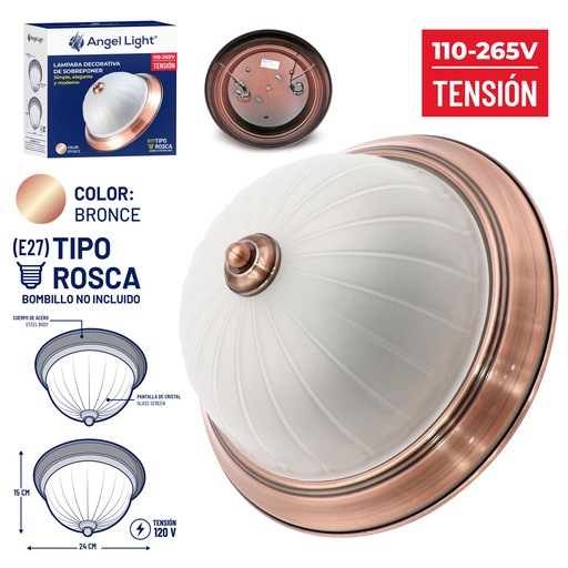 [6-434] [6-434] LAMPARA DECORATIVA BRONCE (SIN BOMBILLO) ANGEL LIGHT 6-434