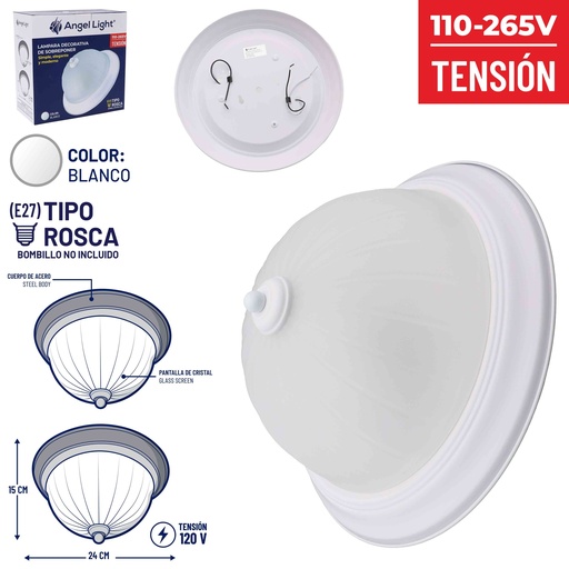 [6-436] [6-436] LAMPARA DECORATIVA BLANCO (SIN BOMBILLO) ANGEL LIGHT 6-436