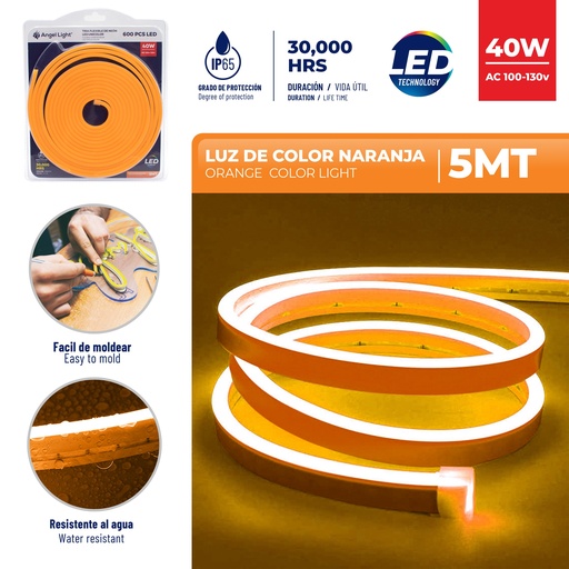 [6-446] [6-446] CINTA LED NARANJA 5 MTS x 40W C/TRANSF ANGEL LIGHT 6-446
