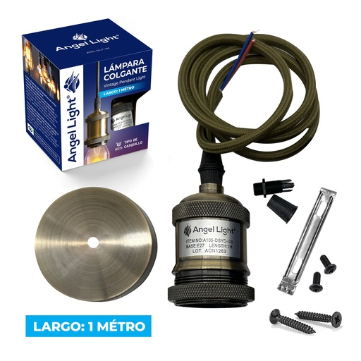 [6-474] [6-474] LAMPARA COLGANTE 1MT BRONCE ANGEL LIGHT 6-474