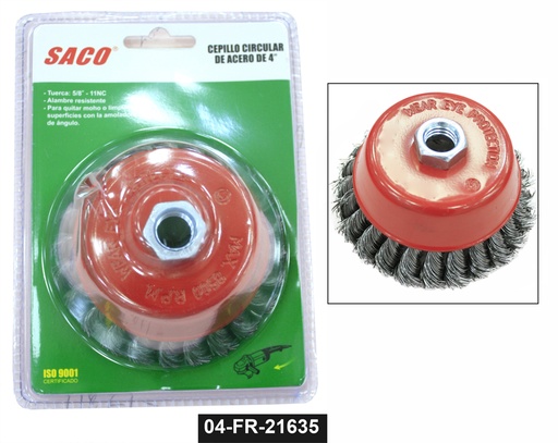 [6-489] CEPILLO CIRC ALAMBRE TRENZADO 4" x 5/8 SACO 6-489