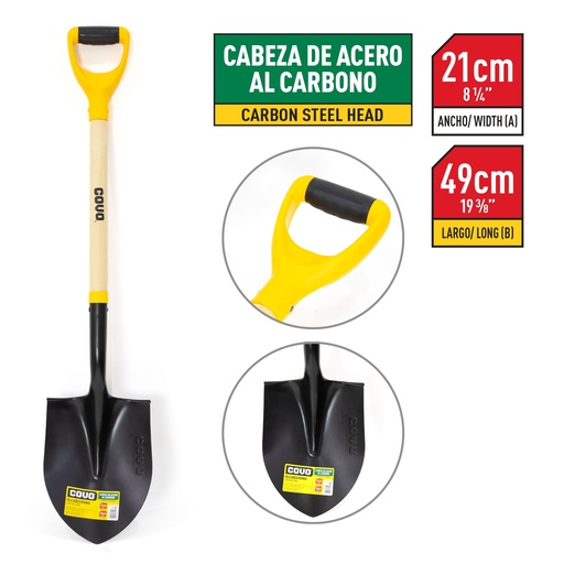 [6-497] PALA REDONDA PEQ MANGO MADERA COVO 6-497