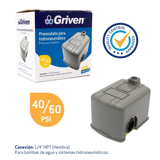 [6-514] PRESOSTATO HIDRONEUMATICO 40-60 PSI GRIVEN 6-514