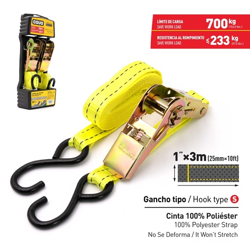 [6-522] [6-522] CINTA RACHET 1" COVO x 3 MTS (700KG) 6-522